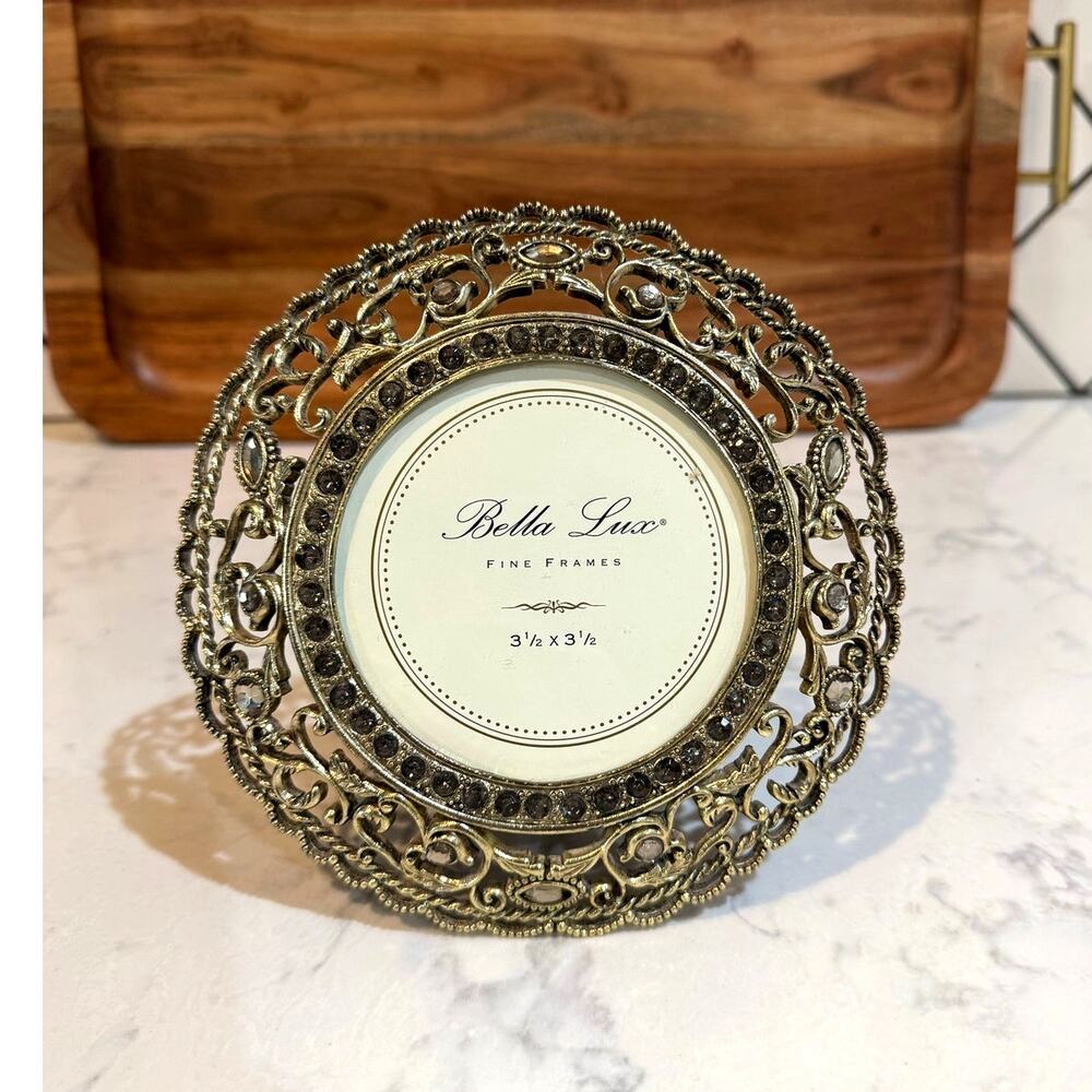 Bella Lux fine picture frame embellished ornate filigree dark rhinestones 104]